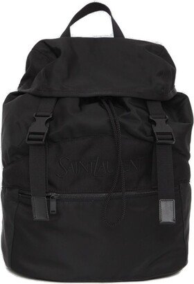 Logo Embroidered Buckle Fastening Backpack