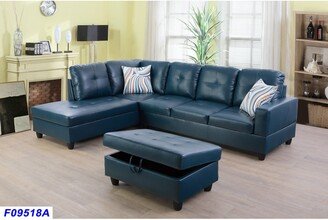 LifeStyle Furniture Romantic 104Wide 3-Pieces Sectional Sofa Set,Aegean Blue