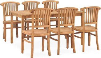 7 Piece Patio Dining Set Solid Teak Wood