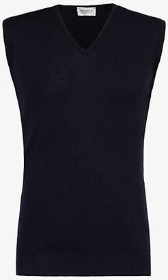 ens idnight V-neck Knitted Regular-fit Wool Vest