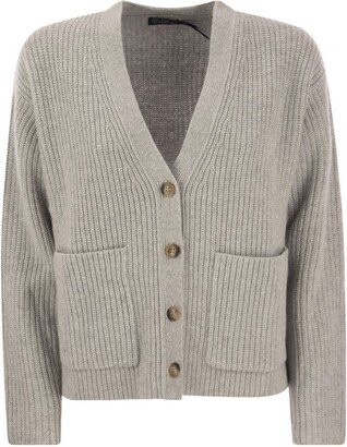 Ribbed wool and cashmere cardigan-AE