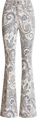 Paisley-Print Flared Jeans