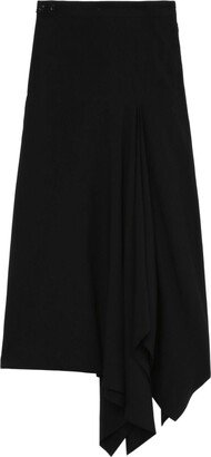 Draped Asymmetric Midi Skirt-AA