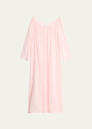 Celestine Elyse 3 Ruched Lace-Trim Cotton Nightgown