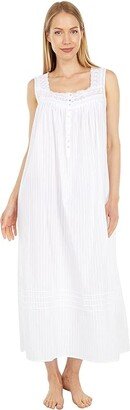 Cotton Dobby Stripe Woven Sleeveless Ballet Gown (White) Women's Pajama