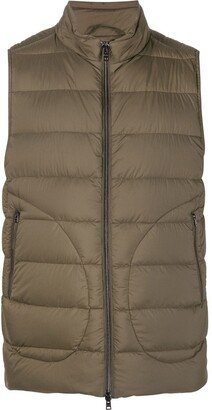 Zip-Up Padded Down Gilet-AA