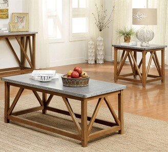 Gazy Industrial Brown 49-inch Iron 2-Piece Coffee and Side Table Set