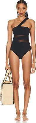 Cindy Sheer & Opaque One Piece Swimsuit in Black