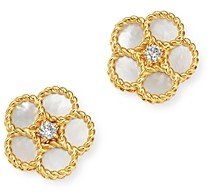 18K Yellow Gold Daisy Mother-of-Pearl & Diamond Stud Earrings - 100% Exclusive