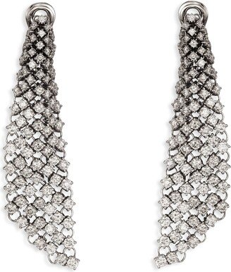 Staurino Couture 18k White Gold Diamond Mesh Drop Earrings