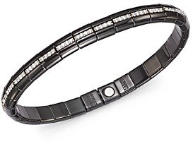 18K White Gold & Black Ceramic Pura Eternity Stretch Bracelet with Diamonds