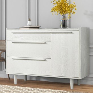 IGEMAN Manufactured Wood 3-Drawer Dresser with Solid Wood Legs; White, Suitable for Bedroom, Living Room, Dining Room