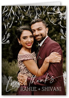 Wedding Thank You Cards: Charcoal Sprays Wedding Thank You Card, Black, 3X5, Matte, Folded Smooth Cardstock