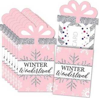 Big Dot of Happiness Pink Winter Wonderland - Holiday Snowflake Party & Baby Shower Money and Gift Card Sleeves - Nifty Gifty Card Holders - Set of 8