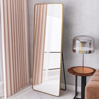 TONWIN square rounded corners Full Length Floor Mirror Aluminum Alloy Gold