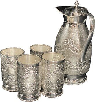 925 Sterling Silver Hallmarked 8.0-Inch Designer Water Jug Set #03