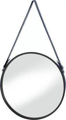 Hanging Mirror with Faux Leather Strap 15.75x1x27.75 - Black