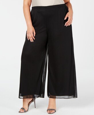 Plus Size Mesh Wide-Leg Pants