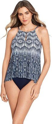 Silver Shores Peephole Tankini Top (Midnight Blue/White) Women's Swimwear