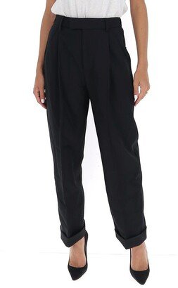 High Waist Turn-Up Tailored Pants