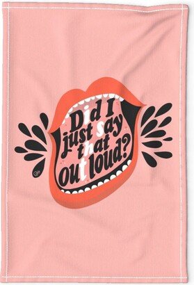 Loudmouth Tea Towel - Did I Just Say That Out Loud By Cynthiafrenette Whimsical Lipstick Linen Cotton Canvas Spoonflower