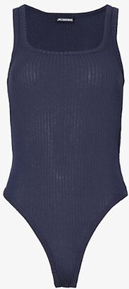 Womens Dark Navy Le Body Caraco Scoop-neck Cotton-jersey Bodysuit