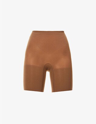 Womens Chesnut Brown Power Shorts High-rise Stretch-jersey Shorts