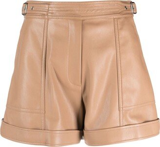 Simkhai Buckle-Fastening Faux-Leather Shorts-AA