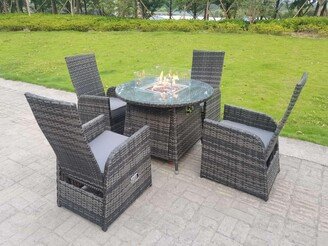 Fimous Rattan Outdoor Garden Furniture Gas Fire Pit Dining Table Gas Heater B