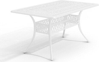 Living and Home Rectangular Cast Aluminum Garden Bistro Dining Table