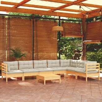 8 Piece Patio Lounge Set with Cream Cushions Solid Pinewood