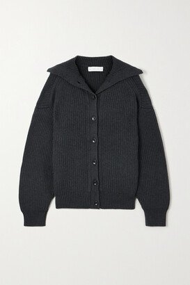 Reversible Ribbed Cotton And Cashmere-blend Cardigan - Gray