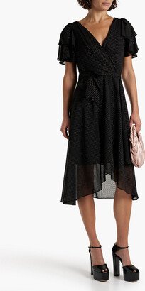 DKNY Sleepwear Wrap-effect glittered georgette dress