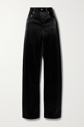 Faux Leather Straight-leg Pants - Black