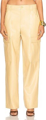 Helsa Waterbased Faux Leather Cargo Pant in Tan