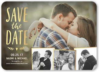 Save The Date Cards: Shimmering Adornment Save The Date, White, 5X7, Standard Smooth Cardstock, Rounded