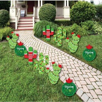 Big Dot of Happiness Merry Cactus - Lawn Decorations - Outdoor Christmas Cactus Party Yard Decorations - 10 Piece