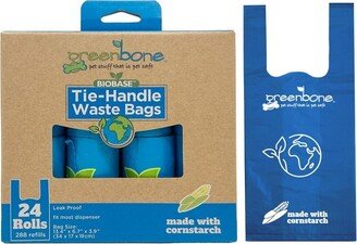 Greenbone Bio Base Tie Handle Bags 24 rolls - 288 refills Leak Proof