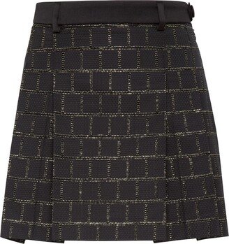 Sartorial pleated jacquard miniskirt