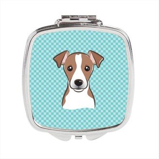 Awesome Apparel Checkerboard Blue Jack Russell Terrier Compact Mirror, 2.75 x 3 x .3 In.