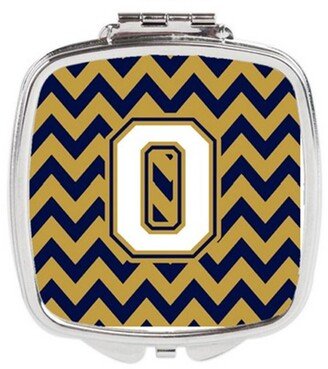 CJ1057-OSCM Letter O Chevron Navy Blue & Gold Compact Mirror