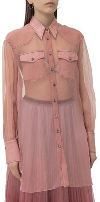 Sheer Front Pocket Shirt