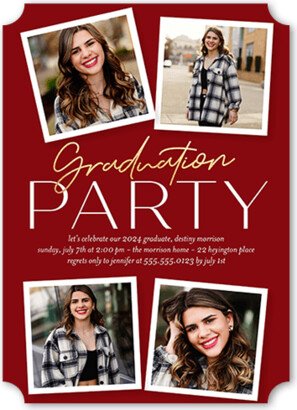 Graduation Announcements: Refined Snapshot Graduation Announcement, Red, 5X7, Signature Smooth Cardstock, Ticket