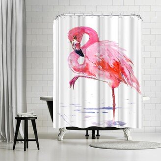 71 x 74 Shower Curtain, Flamingo Soft Pink by Suren Nersisyan