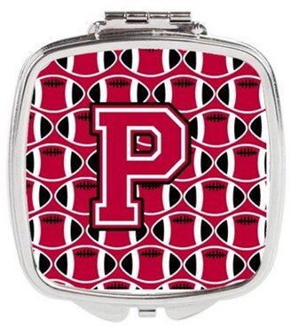 CJ1079-PSCM Letter P Football Crimson & White Compact Mirror