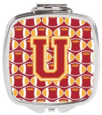 CJ1070-USCM Letter U Football Cardinal & Gold Compact Mirror