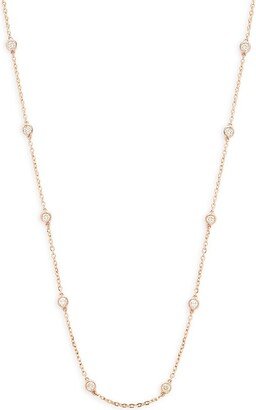 Saks Fifth Avenue Made in Italy Saks Fifth Avenue Women's 14K Rose Gold & 0.7 TCW Diamond Station Necklace