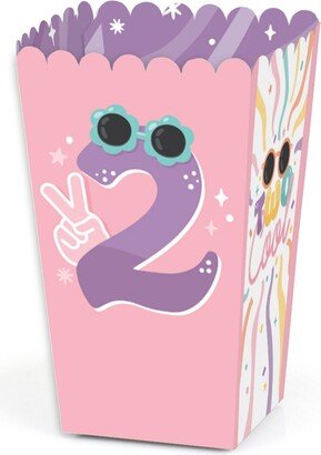 Big Dot Of Happiness Two Cool - Girl Pastel 2nd Birthday Party Favor Popcorn Treat Boxes - Set of 12