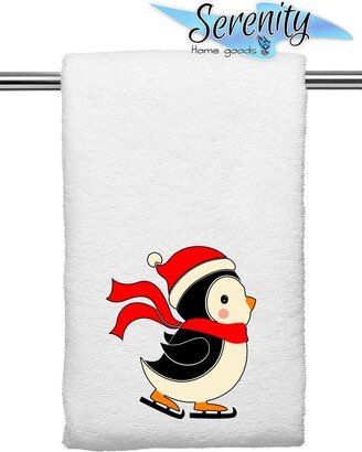 Decorative Kitchen Bath Hand Towels | Skating Penguin Home Decor Holiday Decorations Xmas Gift Present Cute Funny Christmas