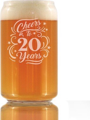 Cheers To 20 Years - Funny Beer Can Pint Glass, Etched Sayings Cute Gift Celebrate 20Th Wedding, Business Or Work Anniversary, Birthday